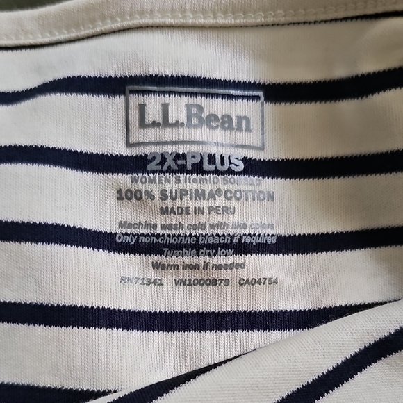 L.L. Bean Navy and White Striped Long Sleeve Tee - Picture 2 of 3